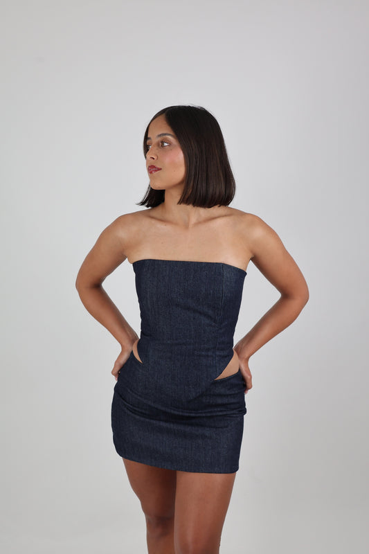 Denim corset